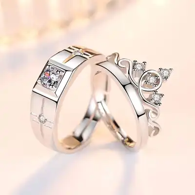 Lovers Unique Crown Rhinestone Geometric Decorative Ring for Women