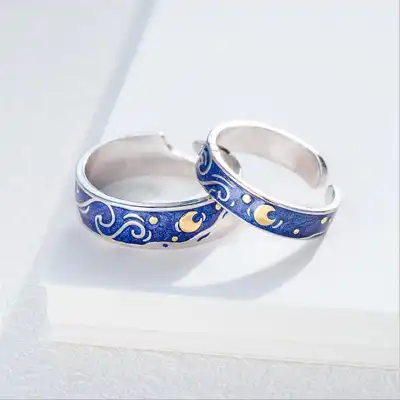 Lovers Unique Starry Sky Pattern Design Alloy Geometric Women's Ring
