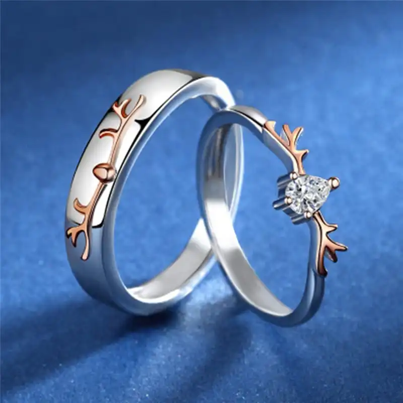 Lovers Unique Simple Elk Antlers Design Copper Ring