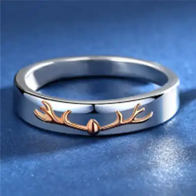 Lovers Unique Simple Elk Antlers Design Copper Ring