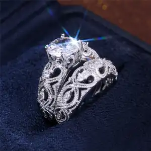 2pcs/set Women's Fashion Heart Shaped Ring Set Jewelry