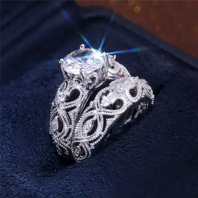2pcs/set Women's Fashion Heart Shaped Ring Set Jewelry