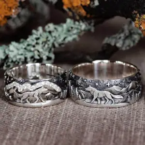 Lovers Retro Wolf Pattern Ring Unisex Simple Alloy