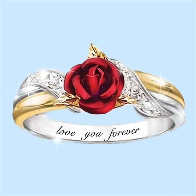 Women Romantic Heart Shaped Rhinestone Ring