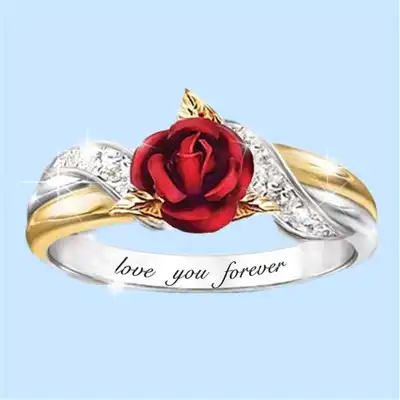 Women Romantic Heart Shaped Rhinestone Ring