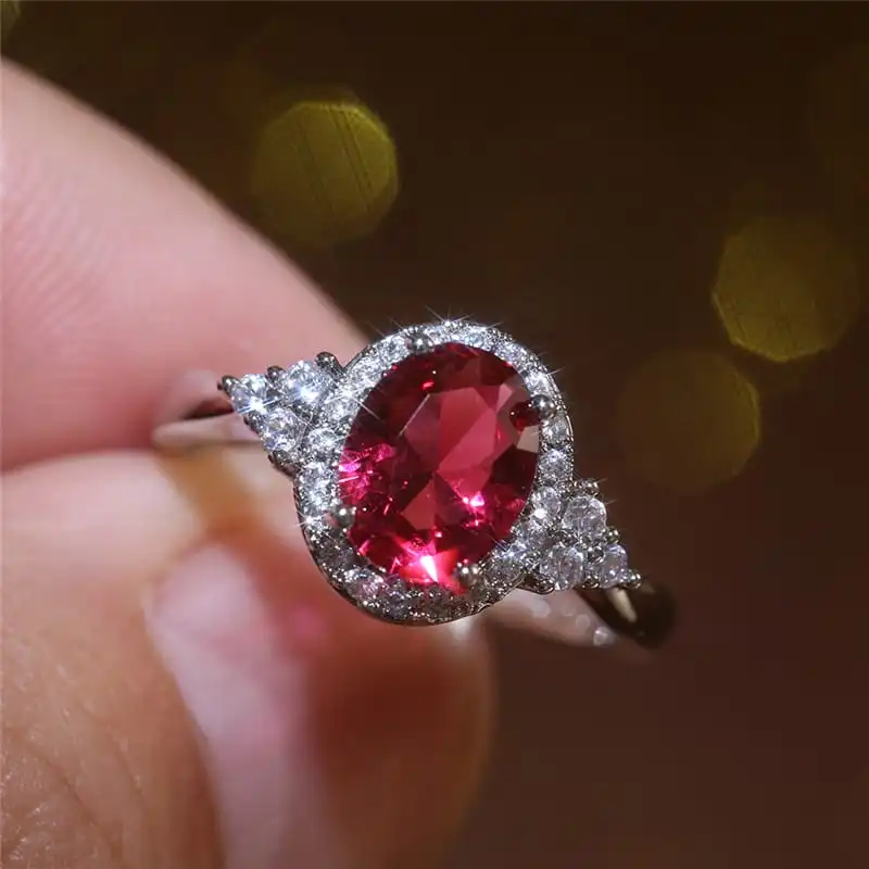 Women Classic Zircon Decorative Fashion OL Geometric Copper Ring