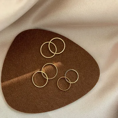 Women Unique Design Gold-plated Copper Ring Set - Fashion Jewelry