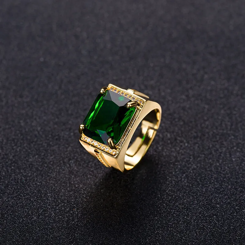 Men Retro Ethnic Geometric Opening Adjustable Ring