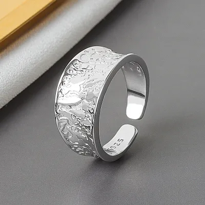 Unique Tin Paper Pattern Opening Adjustable Ring Copper Geometric Simple Unisex
