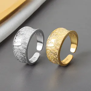 Unique Tin Paper Pattern Opening Adjustable Ring Copper Geometric Simple Unisex