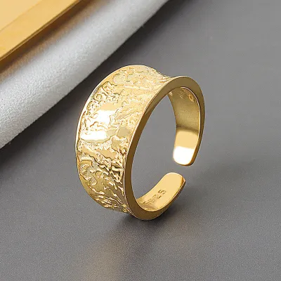 Unique Tin Paper Pattern Opening Adjustable Ring Copper Geometric Simple Unisex