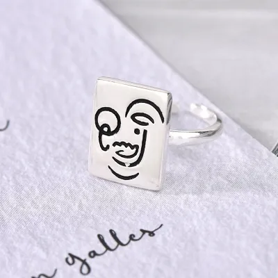 Cute Expression Pattern Design Opening Adjustable Ring for Women