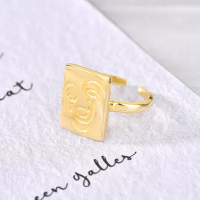 Cute Expression Pattern Design Opening Adjustable Ring for Women