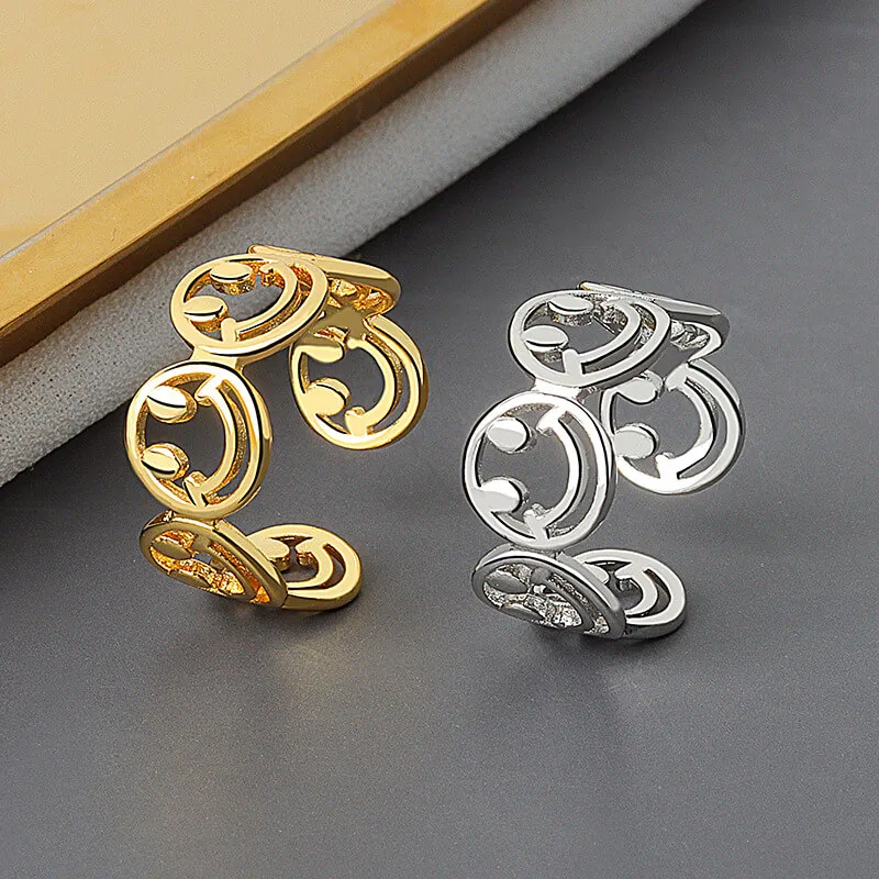 Women Minimalist Smile Pattern Adjustable Copper Ring