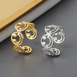 Women Minimalist Smile Pattern Adjustable Copper Ring