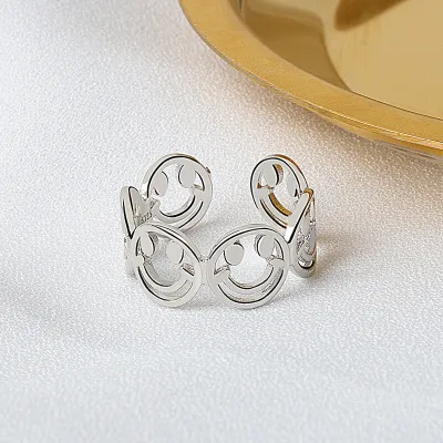 Women Minimalist Smile Pattern Adjustable Copper Ring