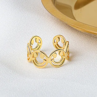 Women Minimalist Smile Pattern Adjustable Copper Ring