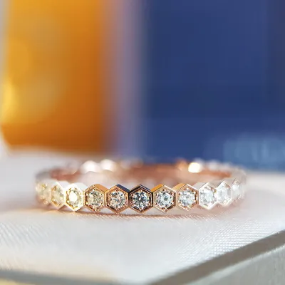 Unique Hives Shaped Design Geometric Copper Ring