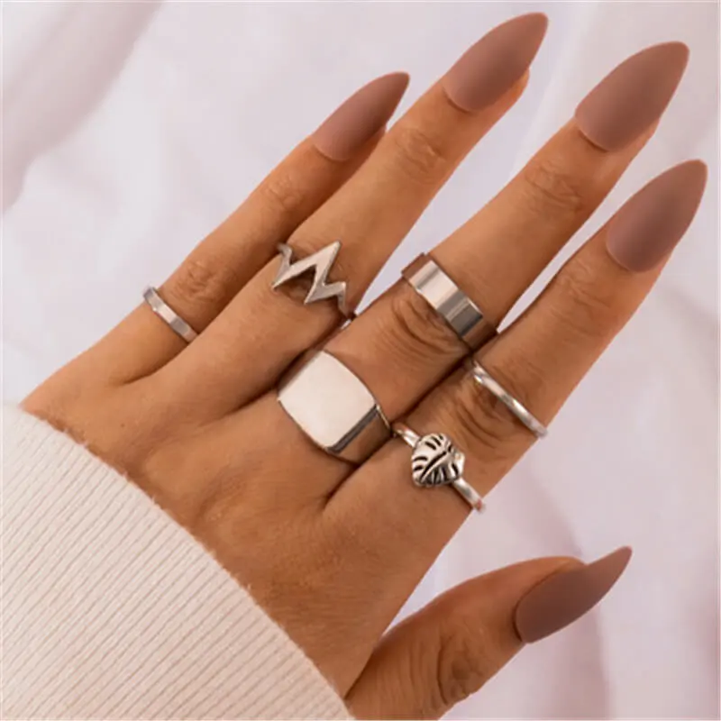 6 Pcs Bohemia Geometric Design Ring Set for Women
