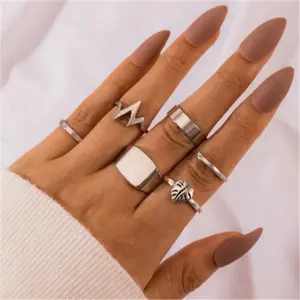 6 Pcs Bohemia Geometric Design Ring Set for Women