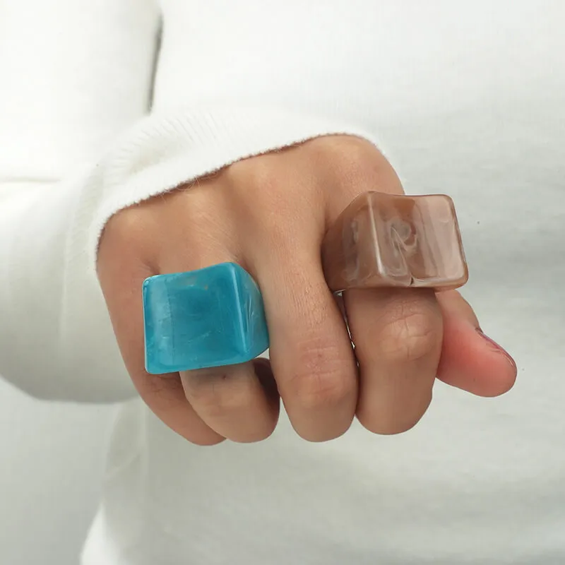 2pcs Geometric Acrylic Ring Set for Women