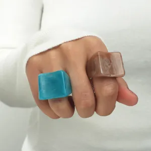 2pcs Geometric Acrylic Ring Set for Women