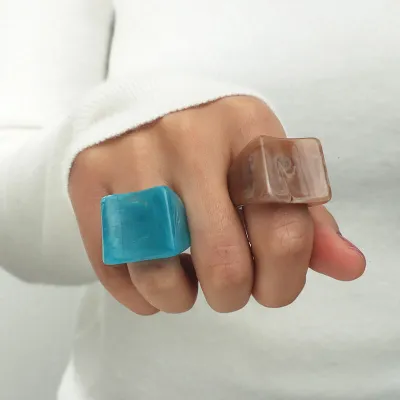 2pcs Geometric Acrylic Ring Set for Women