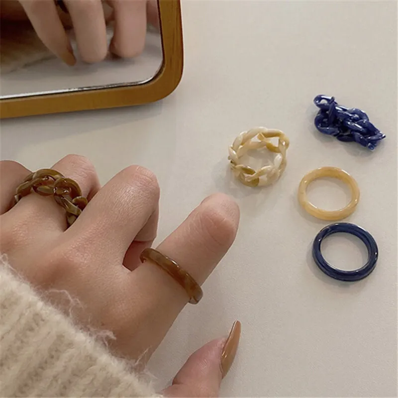 Women Creative Design Geometric Acetate Resin Ring