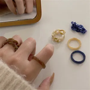 Women Creative Design Geometric Acetate Resin Ring