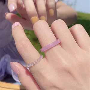 2pcs/set Women Solid Color Geometric Resin Ring Set