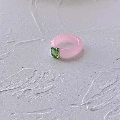 Women Fashion Candy Color Geometric Plastic Resin Ring