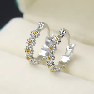 Women Fashion Daisy Shaped Copper Earrings