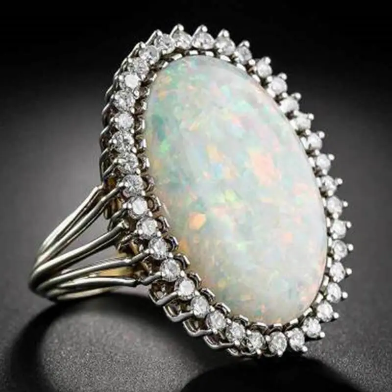 Women Fashion Ellipse Rhinestone Decorative Ring