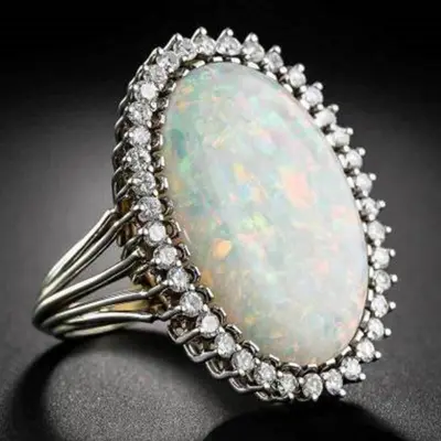 Women Fashion Ellipse Rhinestone Decorative Ring