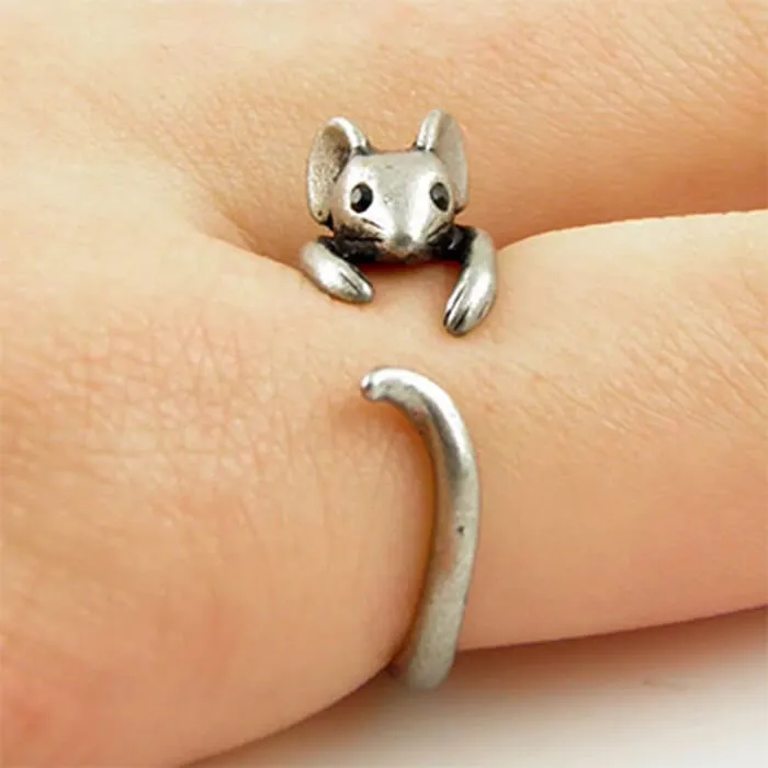 Retro Cartoon Mouse Shape Design Unisex Alloy Ring