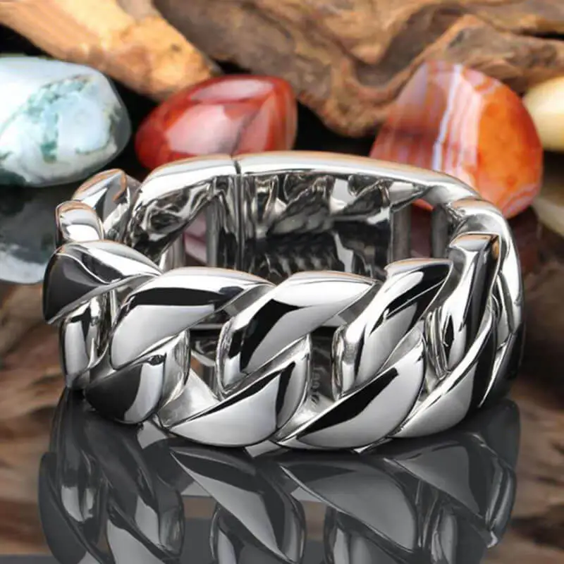 Men Punk Style Chain Design Copper Ring