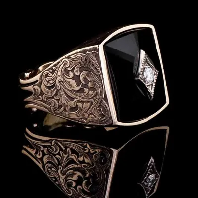 Men's Retro Carving Pattern Alloy Geometric Ring