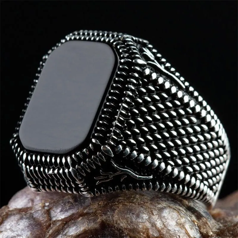 Men's Vintage Geometric Solid Color Metal Ring