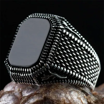 Men's Vintage Geometric Solid Color Metal Ring