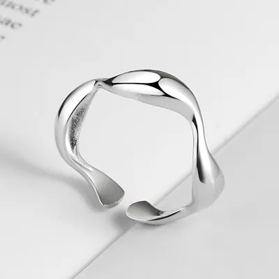 Women Minimalist Irregular Wavy Grain Copper Unisex Ring