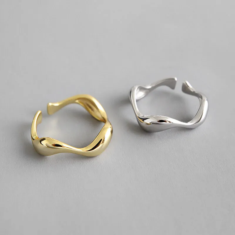 Women Minimalist Irregular Wavy Grain Copper Unisex Ring