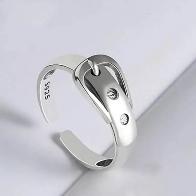 Women Unique Belt Buckle Shape Design Copper Ring