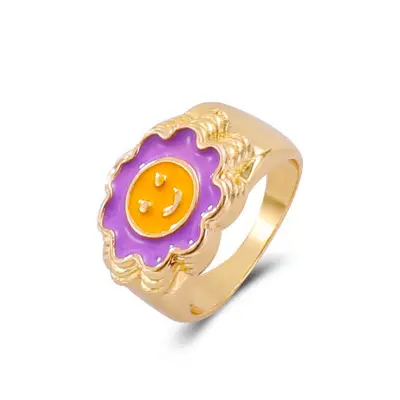 Cute Smile Pattern And Cloud Shape Design Alloy Ring Women's Instagram Wind Geometric