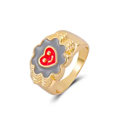 Cute Smile Pattern And Cloud Shape Design Alloy Ring Women's Instagram Wind Geometric