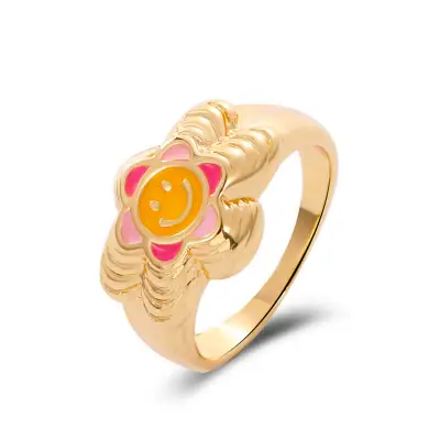 Cute Smile Pattern And Cloud Shape Design Alloy Ring Women's Instagram Wind Geometric