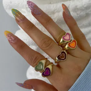 Women Fashion Heart Shape Design Alloy Ring