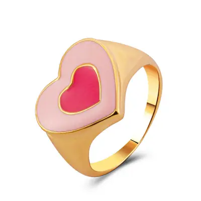 Women Fashion Heart Shape Design Alloy Ring