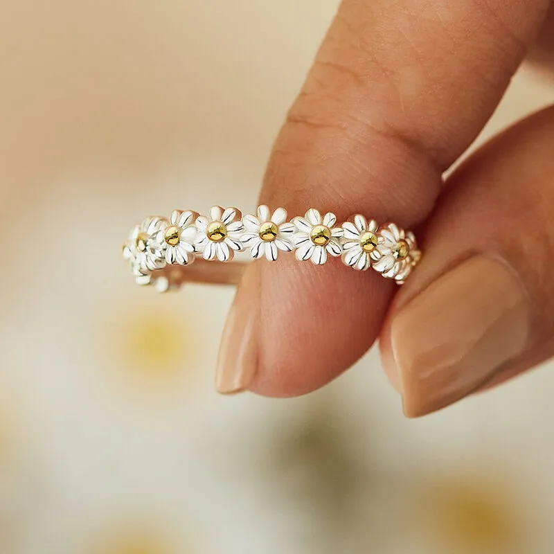 Women Fashion Flower Design Metal Ring
