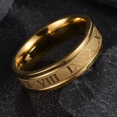 Men Fashion Roman Number Design Titanium Steel Ring
