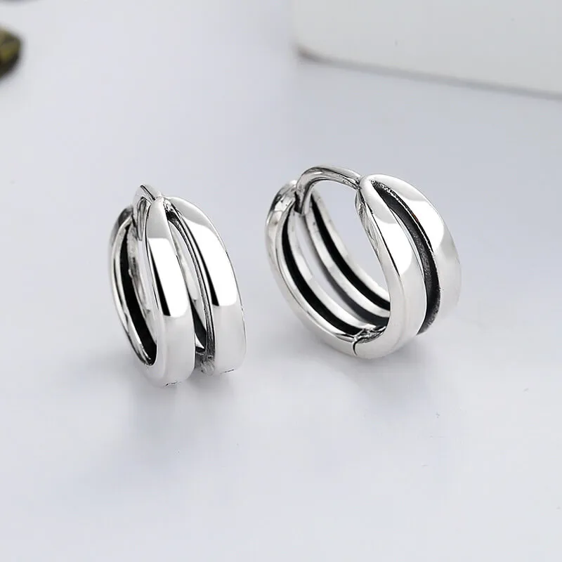 925 Silver Hollow Out Ear Hoop for Women Simple Wave Design